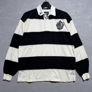 Guinness Official Merchandise Rugby Shirt M Black Cream Striped Embroidered